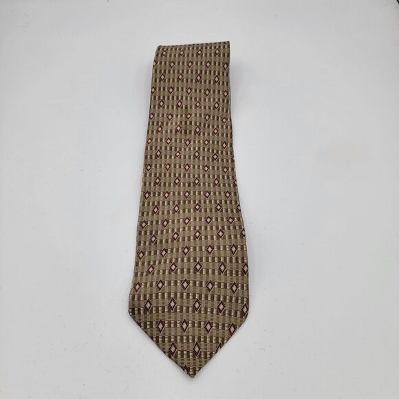 Necktie Mens Vintage Bill Blass Black Label 100% Silk, Tan Black, Size 56 By 4 - Picture 2 of 6